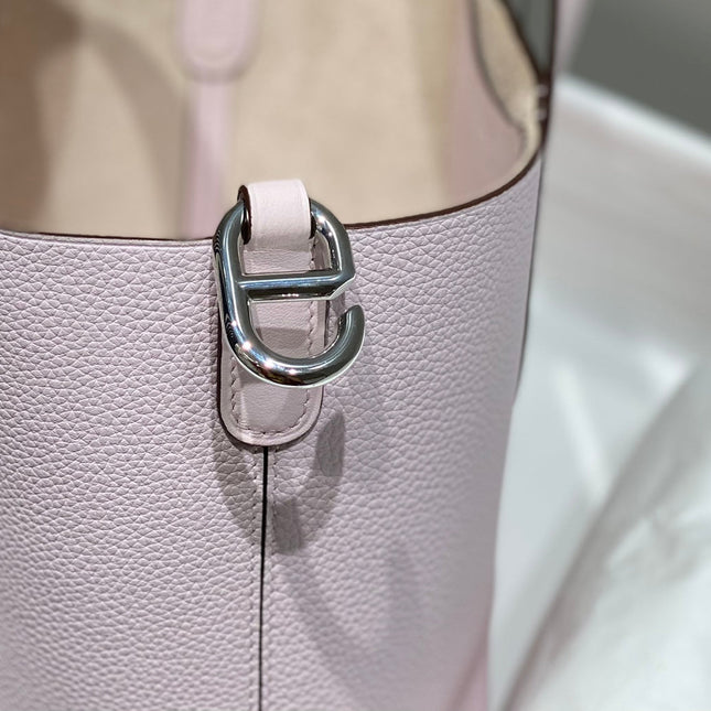 HERMES 25S IN THE LOOP 18 IN LIGHT PINK CALFSKIN SILVER HARDWARE