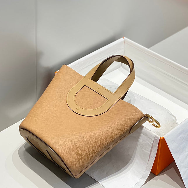 HERMES 25S IN THE LOOP 18 IN LIGHT CARAMEL CALFSKIN SILVER HARDWARE