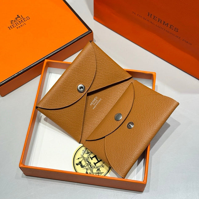 CALVI DUO COMPACT CARD HOLDER IN GOLD EPSOM CALFSKIN