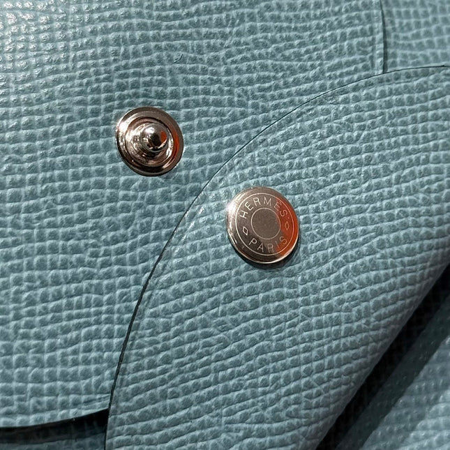 CALVI DUO COMPACT CARD HOLDER IN BLUE JEAN EPSOM CALFSKIN
