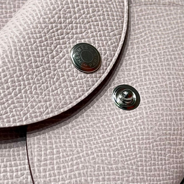 CALVI DUO COMPACT CARD HOLDER IN MAUVE PALE EPSOM CALFSKIN