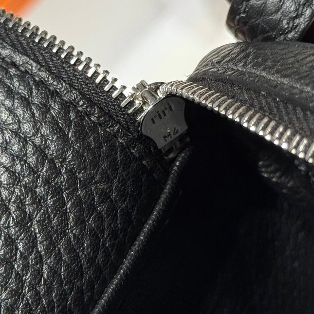 HERMES 25S MINI LINDY 19 IN BLACK CALFSKIN SILVER HARDWARE