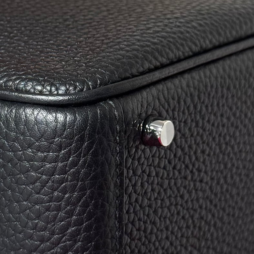 HERMES 25S MINI LINDY 19 IN BLACK CALFSKIN SILVER HARDWARE