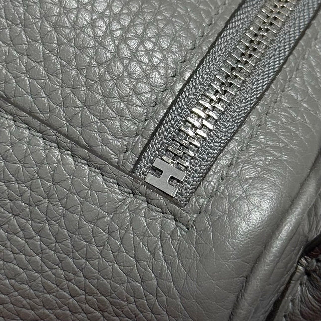 HERMES 25S MINI LINDY 19 IN CLOUD GRAY CALFSKIN SILVER HARDWARE