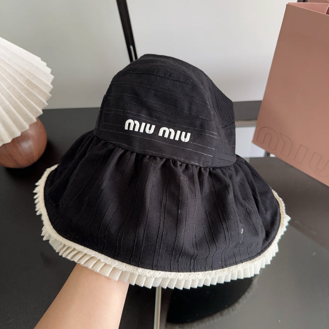 MIUMIU 26S PLEATED WIDE-BRIM HAT 343600