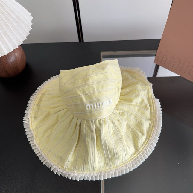 MIUMIU 26S PLEATED WIDE-BRIM HAT 343601