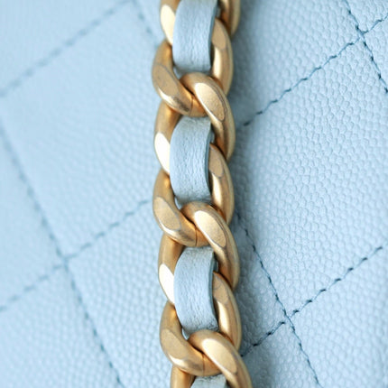 CHANEL 25S HOBO BAG 30 CM IN PASTEL BLUE LAMBSKIN WITH GOLD HARDWARE