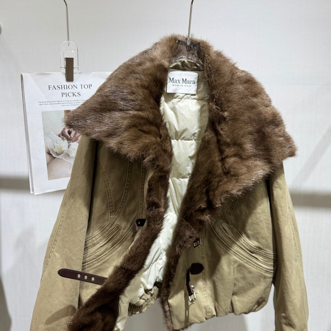 MAXMARA 26S FUR-COLLAR DENIM JACKET 338