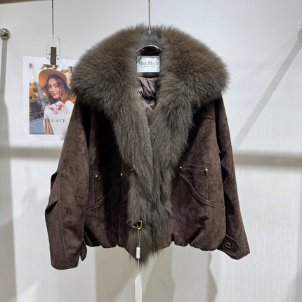 MAXMARA 26S FUR-TRIMMED SUEDE JACKET 336