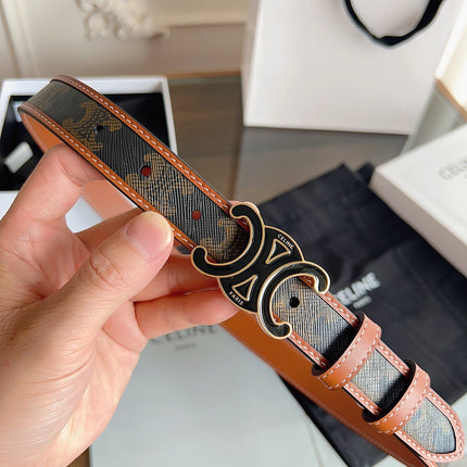 CELINE 26S BELT 25 MM IN BLACK AND BROWN CALFSKIN 669834