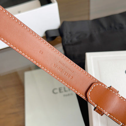 CELINE 26S BELT 25 MM IN BLACK AND BROWN CALFSKIN 669834