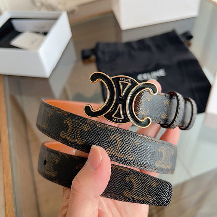 CELINE 26S BELT 25 MM IN BLACK AND BROWN CALFSKIN 669836