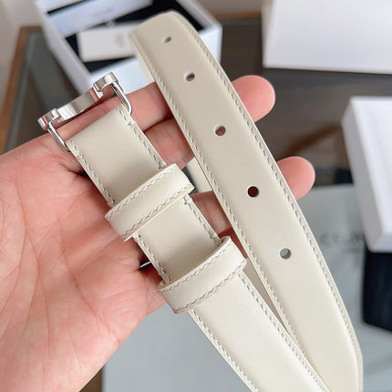 CELINE 26S BELT 25 MM IN CREAM WHITE CALFSKIN 669839