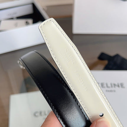 CELINE 26S REVERSIBLE BELT 25 MM IN BLACK AND WHITE CALFSKIN 669841