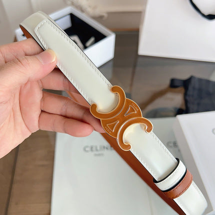 CELINE 26S REVERSIBLE BELT 25 MM IN BROWN AND WHITE CALFSKIN 669841