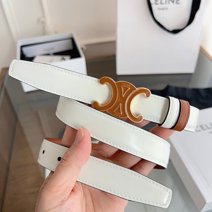 CELINE 26S REVERSIBLE BELT 25 MM IN BROWN AND WHITE CALFSKIN 669841