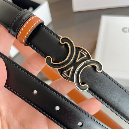 CELINE 26S REVERSIBLE BELT 25 MM IN BROWN AND BLACK CALFSKIN 669842