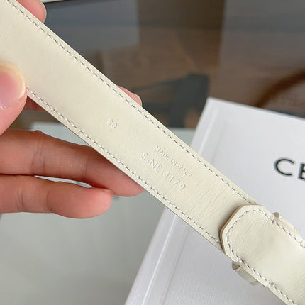 CELINE 26S BELT 25 MM IN CREAM WHITE CALFSKIN 669845