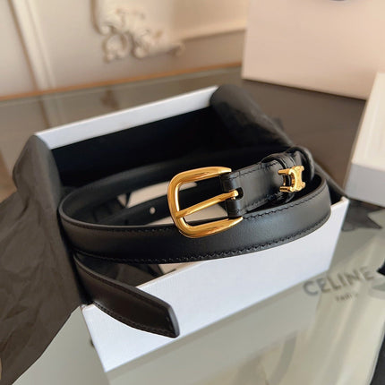 CELINE 26S BELT 18 MM IN BLACK CALFSKIN 658526