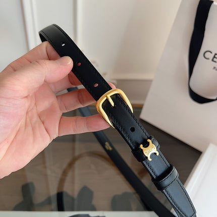 CELINE 26S BELT 18 MM IN BLACK CALFSKIN 658526