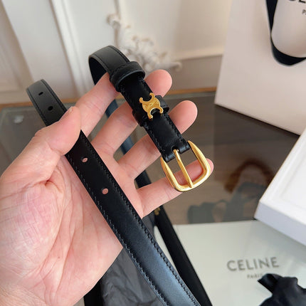 CELINE 26S BELT 18 MM IN BLACK CALFSKIN 658526