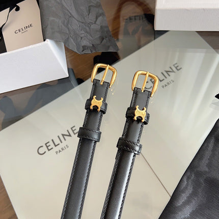 CELINE 26S BELT 18 MM IN BLACK CALFSKIN 658526