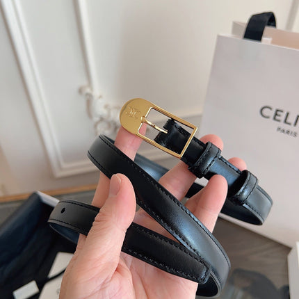 CELINE 26S BELT 18 MM IN BLACK CALFSKIN 658531