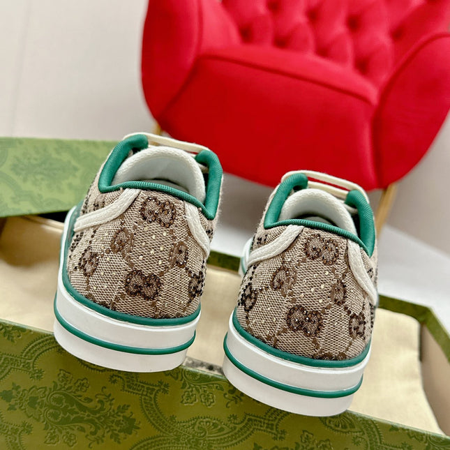 GUCCI 26S LOW TOP SNEAKERS IN BEIGE EBONY CANVAS STYLE 15