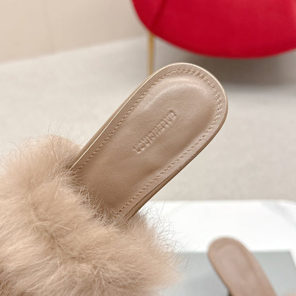 BALENCIAGA 25S HIGH HEEL SANDALS 65 MM IN LIGHT BROWN LAMBSKIN AND FUR