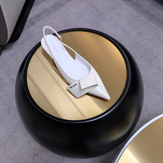 PRADA 26S SLINGBACK PUMPS 45MM IN WHITE SMOOTH CALFSKIN