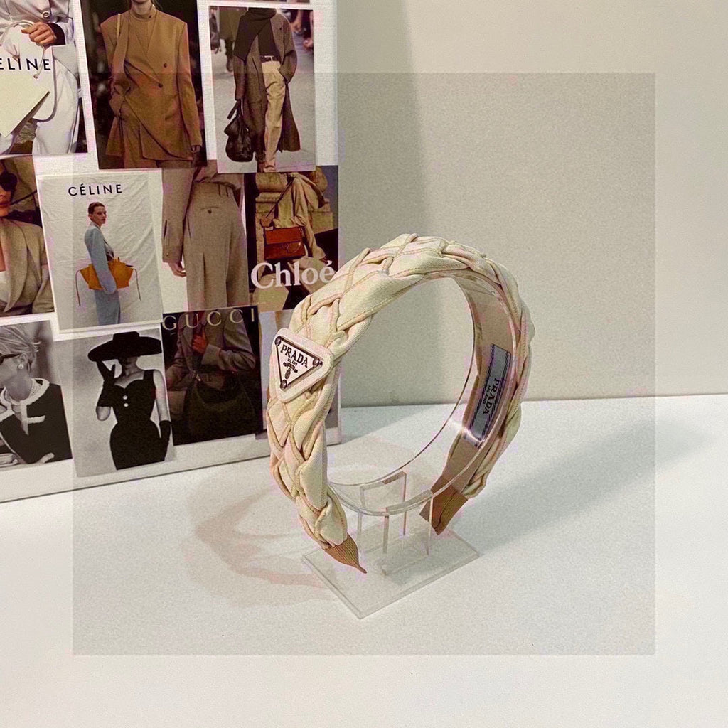 BEIGE FABRIC BRAIDED HAIRBAND 344763