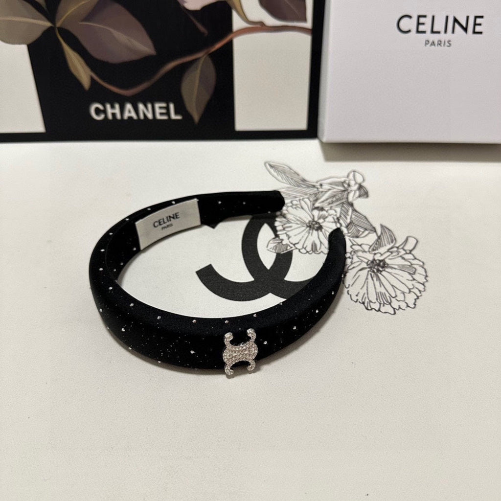 BLACK SILK WITH CRYSTAL HAIRBAND 400485