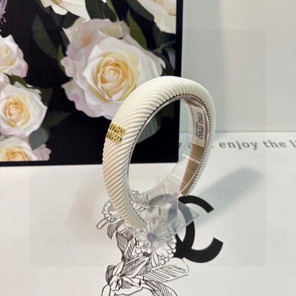 THICK HEADBAND IN WHITE CORDUROY 412477