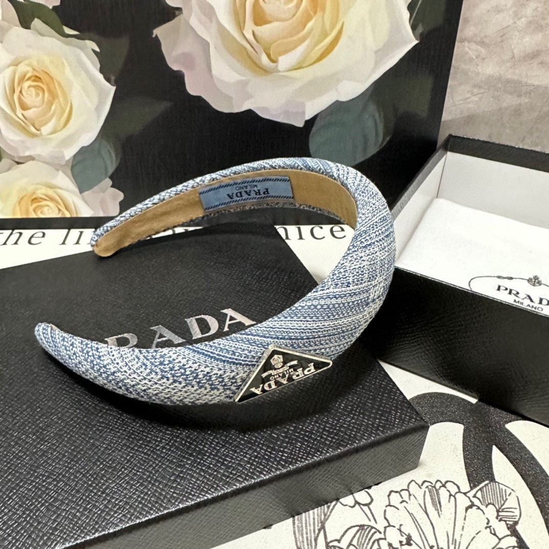 THICK HEADBAND IN BLUE MIX WHITE KNITTED FABRIC 432807