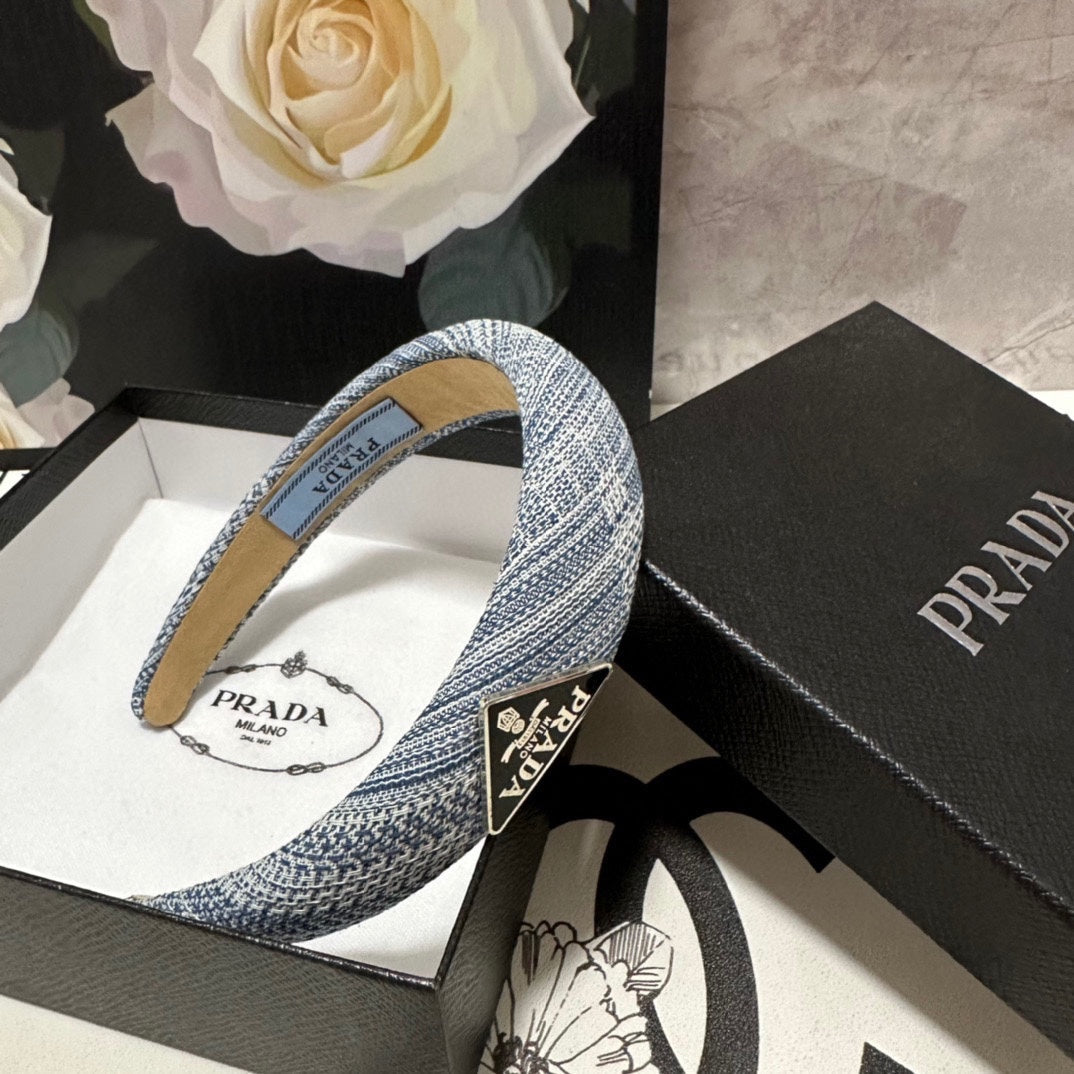 THICK HEADBAND IN BLUE MIX WHITE KNITTED FABRIC 432807