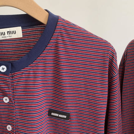 MIUMIU 26S LONG-SLEEVE STRIPED T-SHIRT 1377