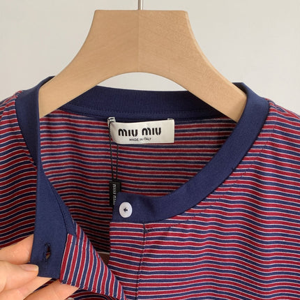 MIUMIU 26S LONG-SLEEVE STRIPED T-SHIRT 1377