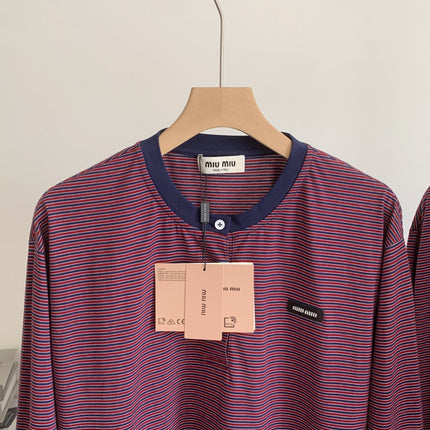 MIUMIU 26S LONG-SLEEVE STRIPED T-SHIRT 1377