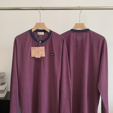 MIUMIU 26S LONG-SLEEVE STRIPED T-SHIRT 1377