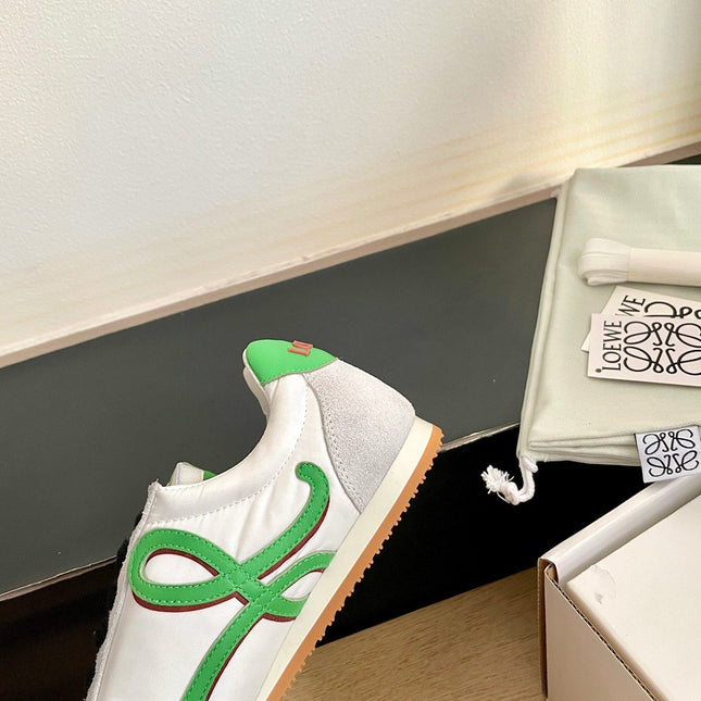 LOEWE 26S BALLET RUNNER 2.0 IN LIGHT GRAY SUEDE AND WHITE NYLON