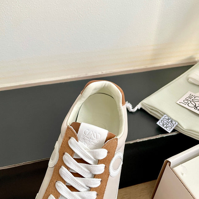 LOEWE 26S BALLET RUNNER 2.0 IN BROWN SUEDE AND BEIGE NYLON