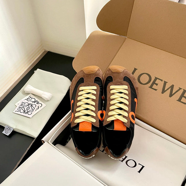 LOEWE 26S BALLET RUNNER 2.0 IN DARK BROWN SUEDE AND BLACK NYLON