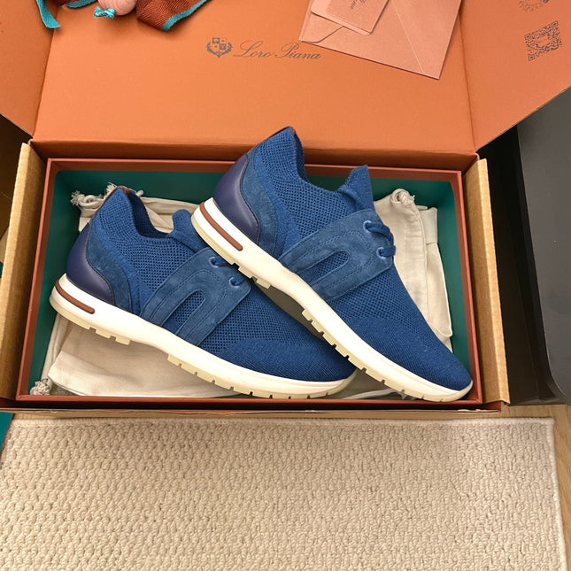LP 26S BASIC 360 FLEXY WALK SNEAKER IN DARK BLUE FABRICS AND CALFSKIN