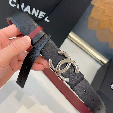 CC 26S BELT 30 MM IN BLACK CALFSKIN RUTHENIUM-TONE METAL 658698