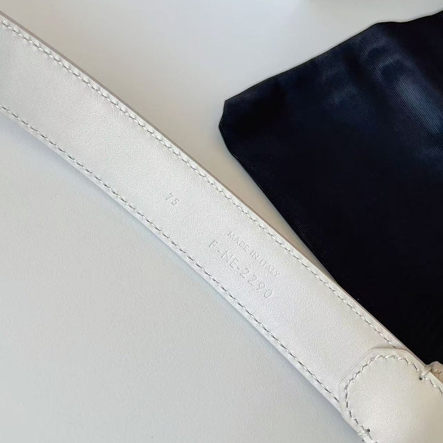 CELINE 26S BELT 25 MM IN WHITE CALFSKIN 672302