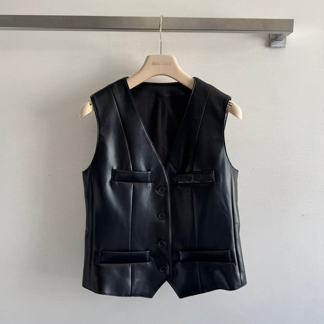 MIUMIU LEATHER VEST STYLE 728