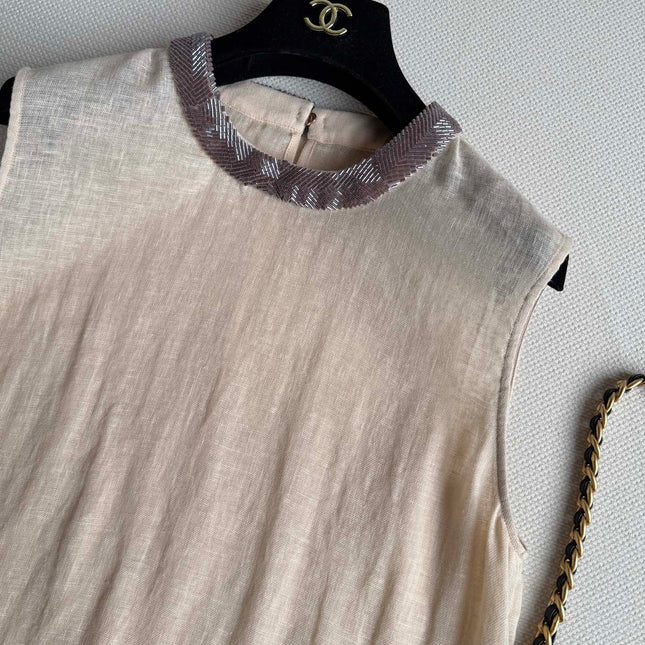 CHANEL 26S SLEEVELESS LINEN TOP STYLE 1211