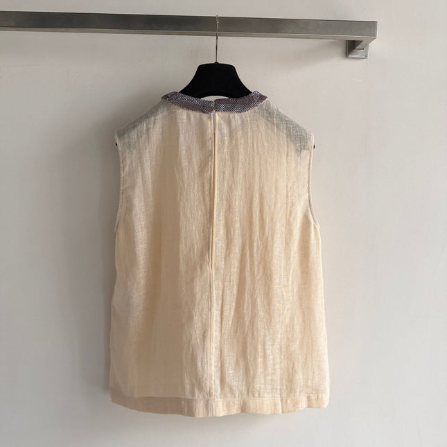 CHANEL 26S SLEEVELESS LINEN TOP STYLE 1211