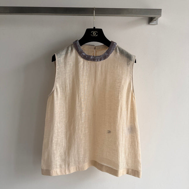 CHANEL 26S SLEEVELESS LINEN TOP STYLE 1211