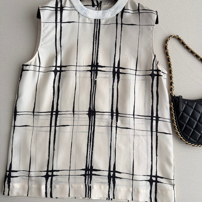 CHANEL 26S SLEEVELESS SILK TOP STYLE 1210